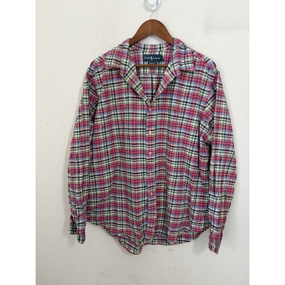 Polo Ralph Lauren Men’s XXL Classic Fit Plaid Button Down Shirt Logo Preppy